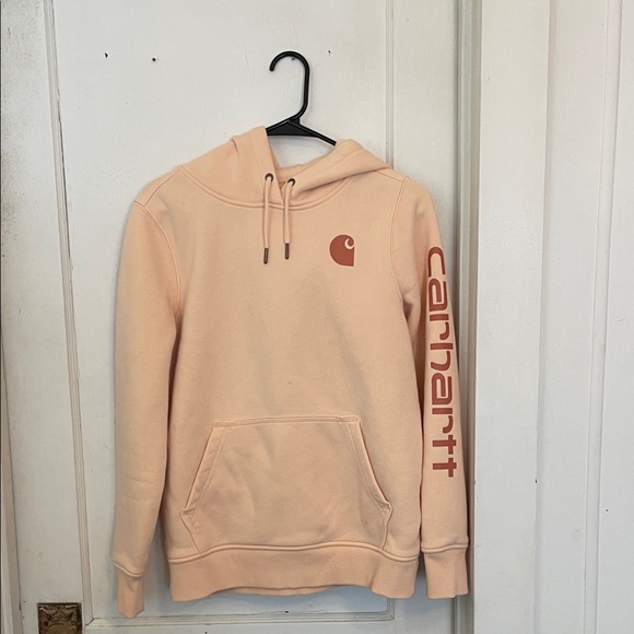 Carhartt Tops - Carhartt Peach Hoodie with Chest Logo and Sleeve Script